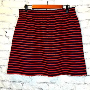 J. Crew Red Blue Striped Elastic Waist Skirt Size 16